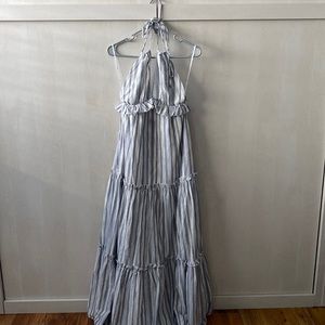 Long backless grey blue summer dress! Size S